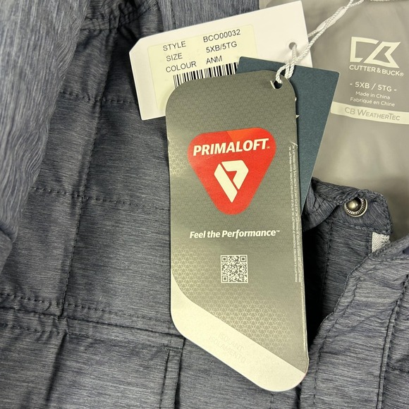 Cutter & Buck Shirt Jacket Mens 5XB Gray WeatherTec Primaloft Quilted BC000032 - Picture 6 of 9